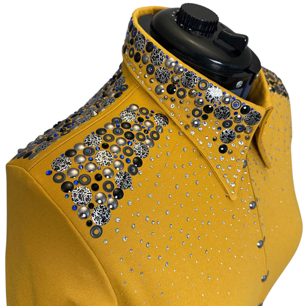 Show Clothes - Golden, Gray and Blue Show Shirt (XL) - Lisa Nelle
