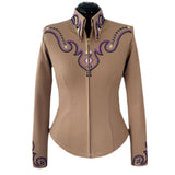 Show Clothes - Tan, Purple and Black Show Shirt (XS) - Lisa Nelle