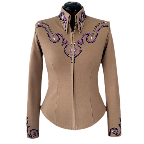 Show Clothes - Tan, Purple and Black Show Shirt (XS) - Lisa Nelle