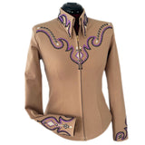 Show Clothes - Tan, Purple and Black Show Shirt (XS) - Lisa Nelle
