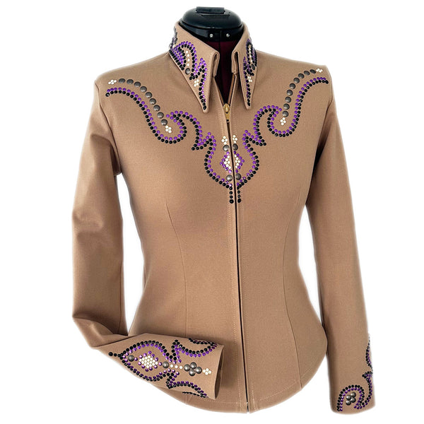 Show Clothes - Tan, Purple and Black Show Shirt (XS) - Lisa Nelle