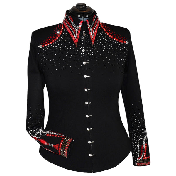 Show Clothes - Red and Silver Show Shirt (L) - Lisa Nelle