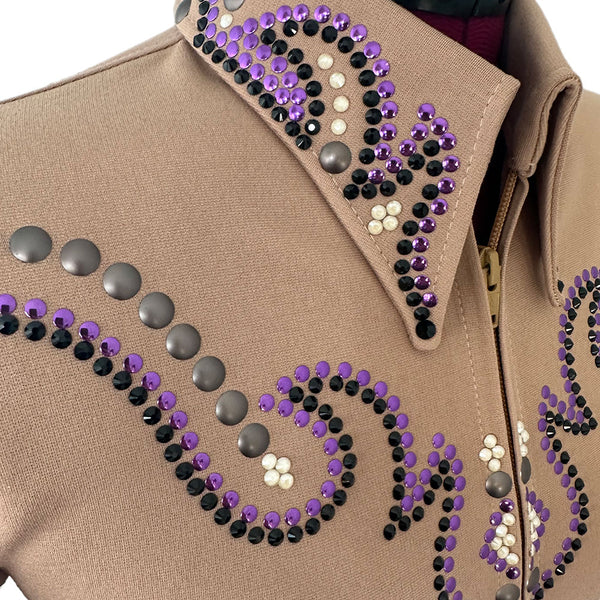 Show Clothes - Tan, Purple and Black Show Shirt (XS) - Lisa Nelle