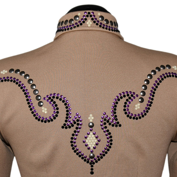 Show Clothes - Tan, Purple and Black Show Shirt (XS) - Lisa Nelle