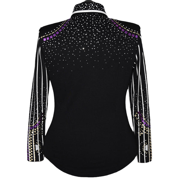 Show Clothes - Purple, Gold and White Stripes Show Shirt (XL) - Lisa Nelle