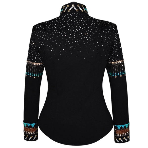Turquoise and Brown Fringe Show Shirt (L)