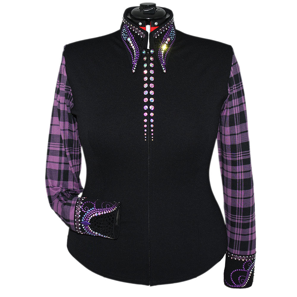 Show Clothes - Purple Plaid Show Shirt (1X) - Lisa Nelle