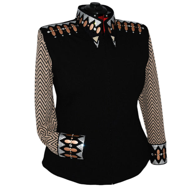 Show Clothes - Tan Zig Zag Show Shirt (4X) - Lisa Nelle