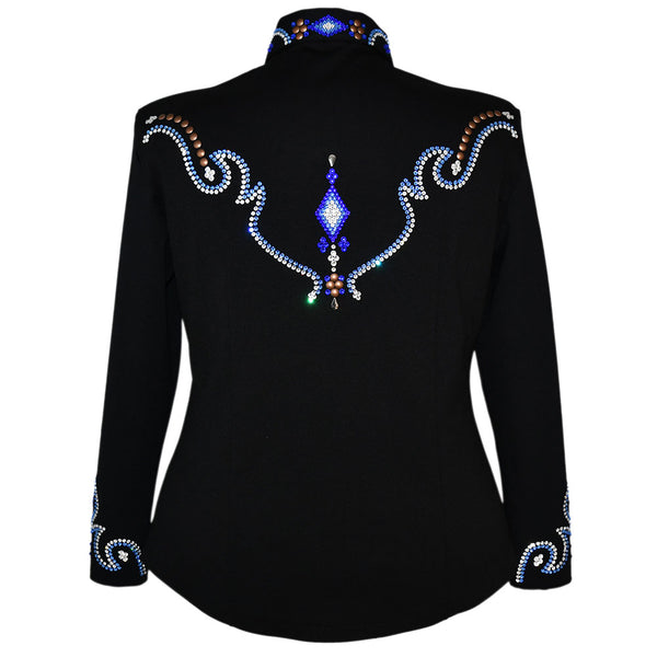 Show Clothes - Sapphire and Mocha Western All Day Jacket (4X) - Lisa Nelle