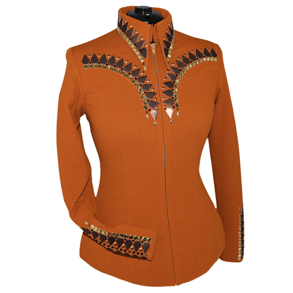 Show Clothes - Rust, Brown and Gold Show Shirt (L) - Lisa Nelle