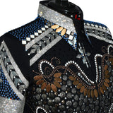 Show Clothes - Blue, Brown and Crystal Showmanship Jacket (1X/2X) - Lisa Nelle