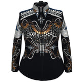 Show Clothes - Blue, Brown and Crystal Showmanship Jacket (1X/2X) - Lisa Nelle