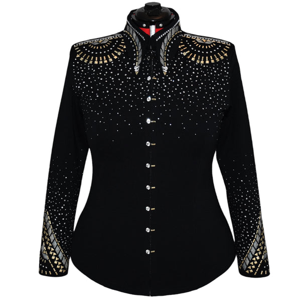 Show Clothes - Light Denim Blue and Gold All Day Jacket (1X/2X) - Lisa Nelle