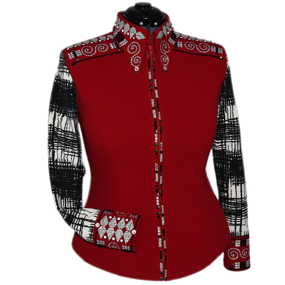 Black, White and Rose Show Shirt (L) Show Clothes - Black, White and Rose Show Shirt (L) - Lisa Nelle