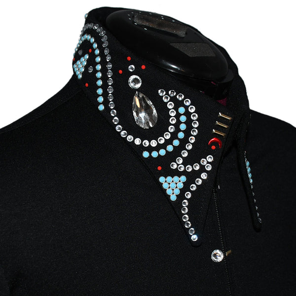 Show Clothes - Red, Turquoise and Gold Show Shirt (XS) - Lisa Nelle