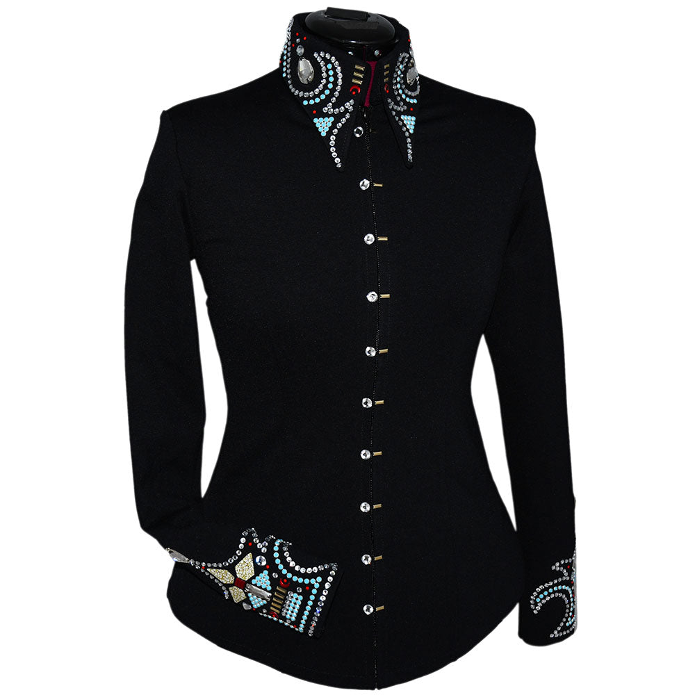 Red, Turquoise and Gold Show Shirt (XS) Show Clothes - Red, Turquoise and Gold Show Shirt (XS) - Lisa Nelle
