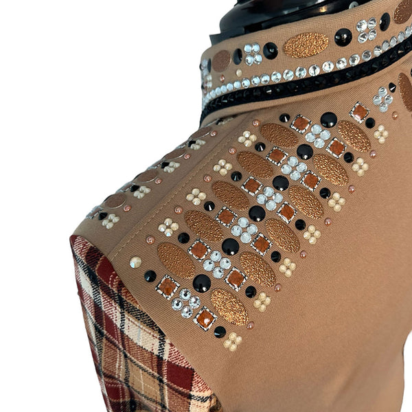 Show Clothes - Tan and Plaid Show Shirt (XL/1X) - Lisa Nelle