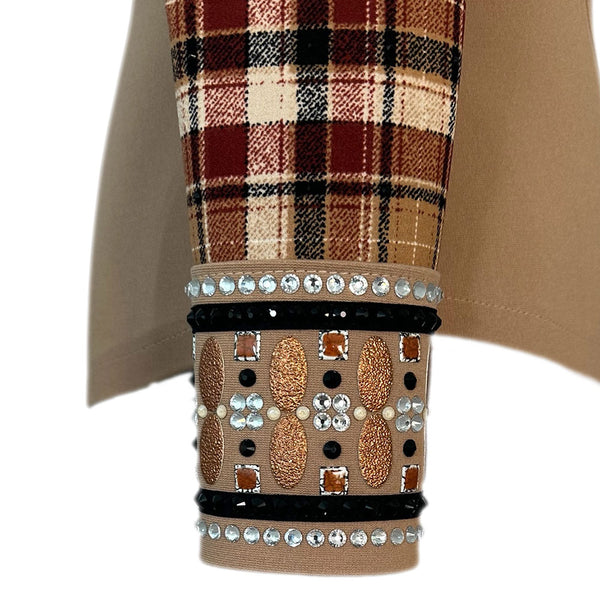 Show Clothes - Tan and Plaid Show Shirt (XL/1X) - Lisa Nelle