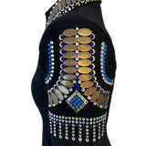 Show Clothes - Mocha Sapphire Fringe Show Shirt (M) - Lisa Nelle