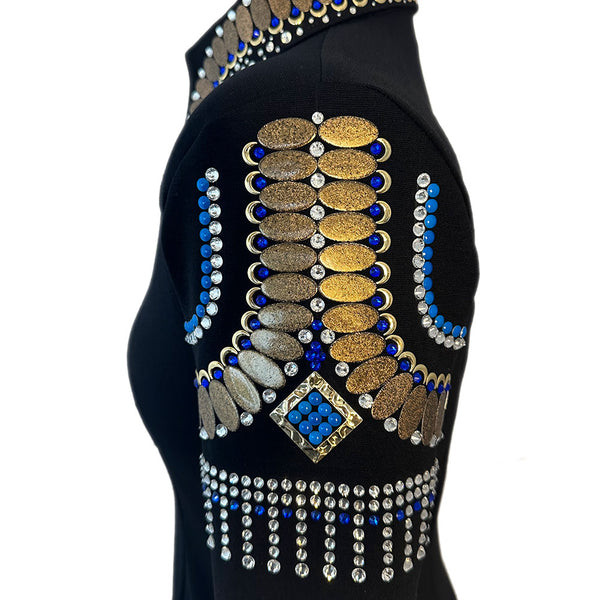 Show Clothes - Mocha Sapphire Fringe Show Shirt (M) - Lisa Nelle