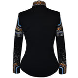 Show Clothes - Mocha Sapphire Fringe Show Shirt (M) - Lisa Nelle