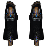 Show Clothes - Mocha Sapphire Fringe Show Shirt (M) - Lisa Nelle