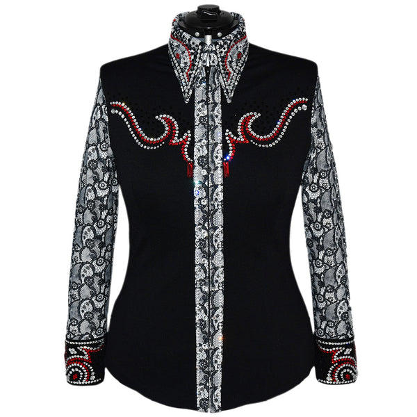 Show Clothes - Lace and Red Show Shirt (XL) - Lisa Nelle