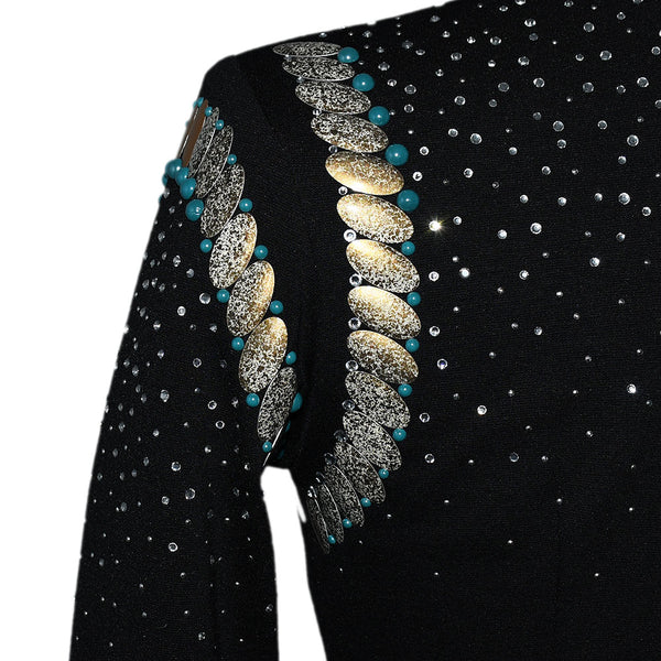 Show Clothes - Marbled Tan and Turquoise Riding Jacket (XS) - Lisa Nelle