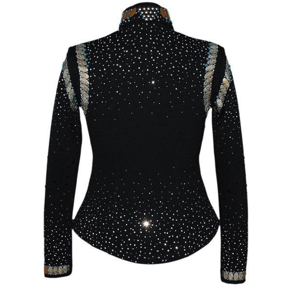 Show Clothes - Marbled Tan and Turquoise Riding Jacket (XS) - Lisa Nelle