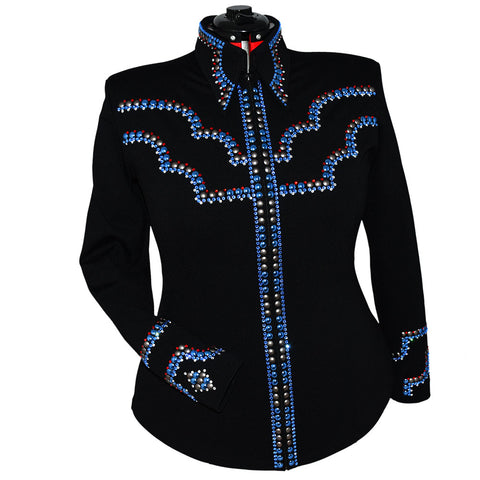 Blue and Red Western Style Show Shirt (2X)