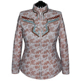 Show Clothes - Tan and White Lace Show Shirt (XL) - Lisa Nelle