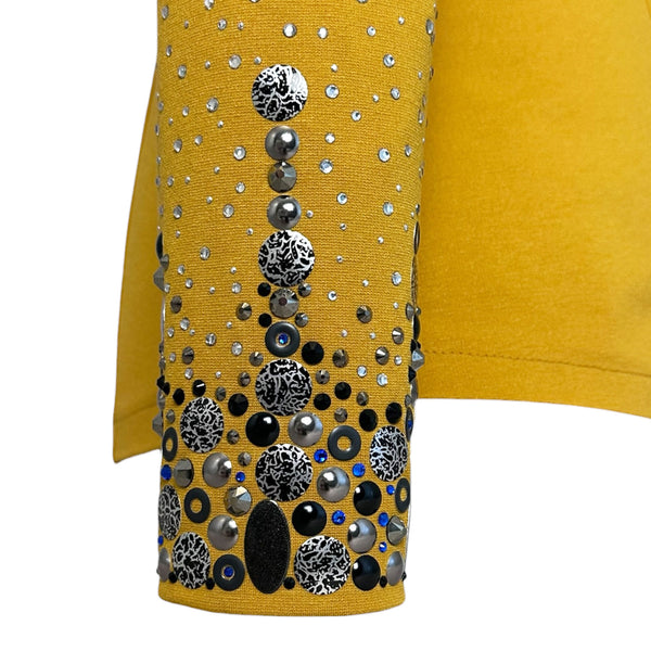 Show Clothes - Golden, Gray and Blue Show Shirt (XL) - Lisa Nelle