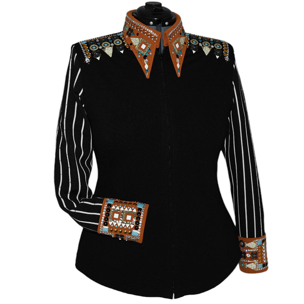 Show Clothes - Rust and Stripes Show Shirt (1X/2X) - Lisa Nelle