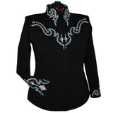 Show Clothes - Turquoise and Tan Western Show Shirt (2X) - Lisa Nelle