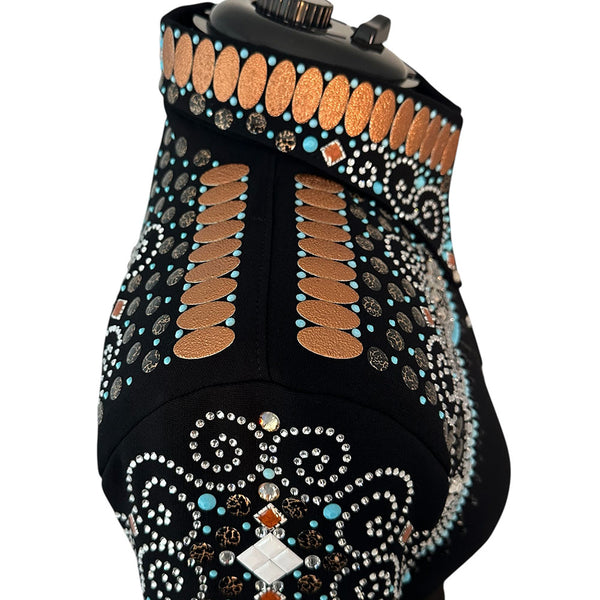 Show Clothes - Rust and Turquoise Fringe Show Shirt (M/L) - Lisa Nelle