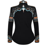 Show Clothes - Rust and Turquoise Fringe Show Shirt (M/L) - Lisa Nelle