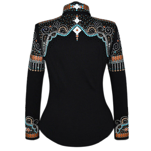 Show Clothes - Rust and Turquoise Fringe Show Shirt (M/L) - Lisa Nelle