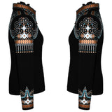 Show Clothes - Rust and Turquoise Fringe Show Shirt (M/L) - Lisa Nelle