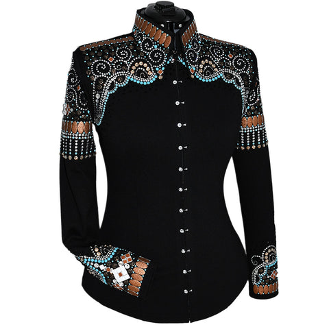 Rust and Turquoise Fringe Show Shirt (M/L)