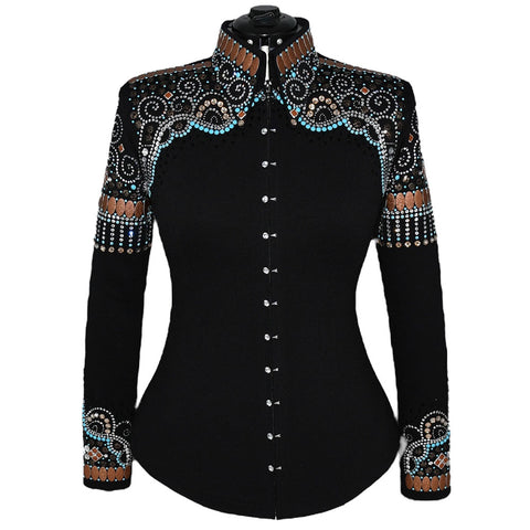 Rust and Turquoise Fringe Show Shirt (M/L)