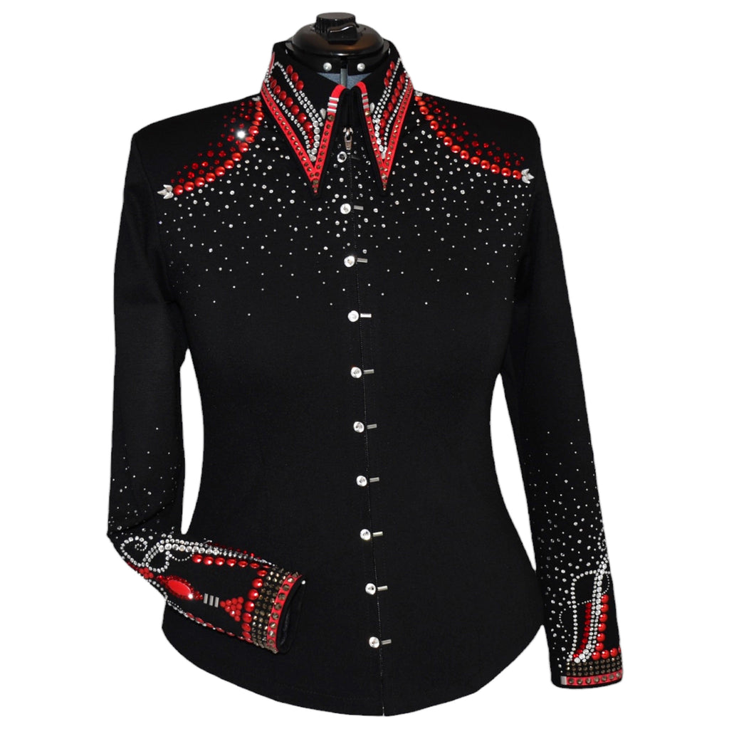 Show Clothes - Red and Silver Show Shirt (L) - Lisa Nelle