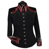 Show Clothes - Red and Silver Show Shirt (L) - Lisa Nelle