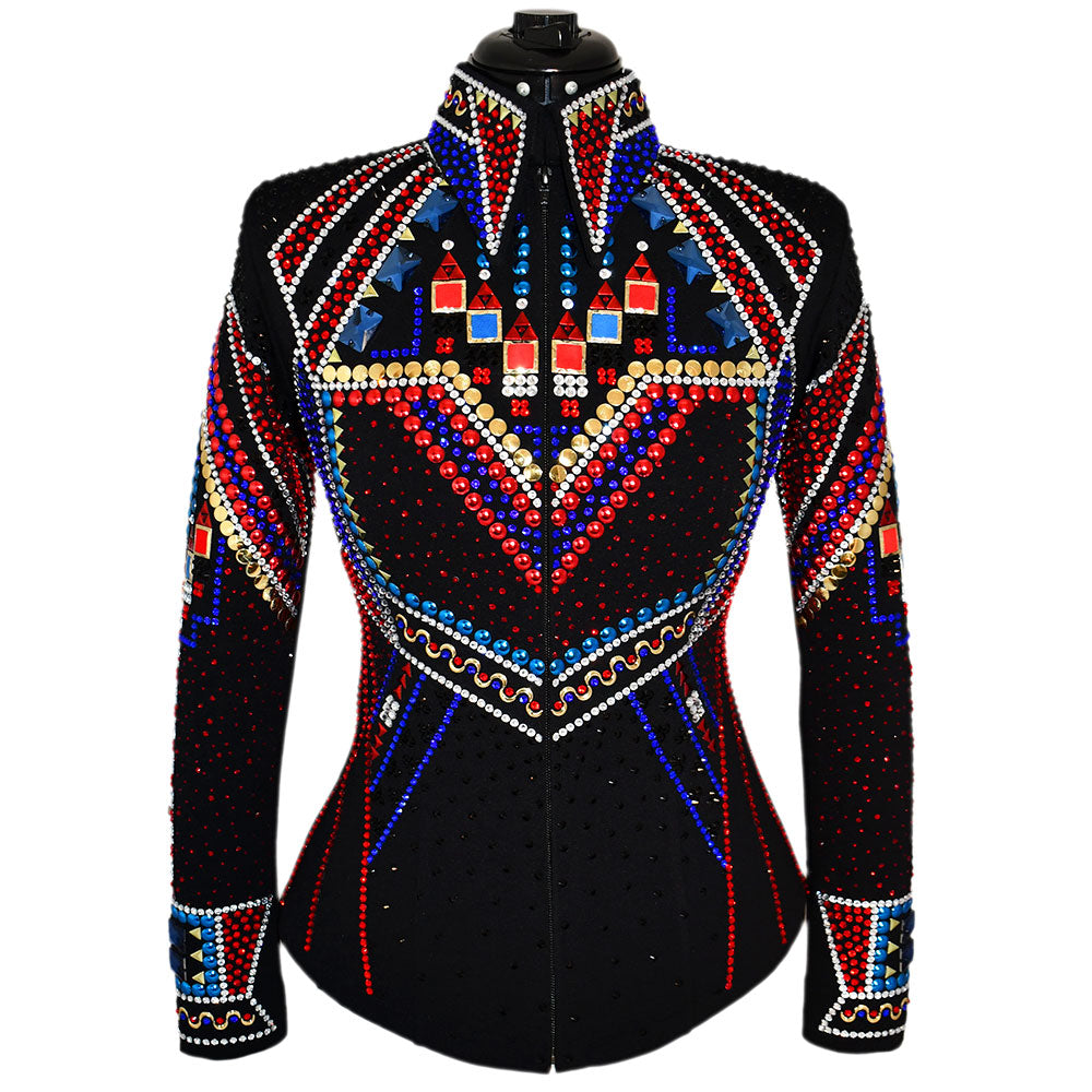 Show Clothes - Red, Gold and Blue Showmanship Jacket (XS) - Lisa Nelle