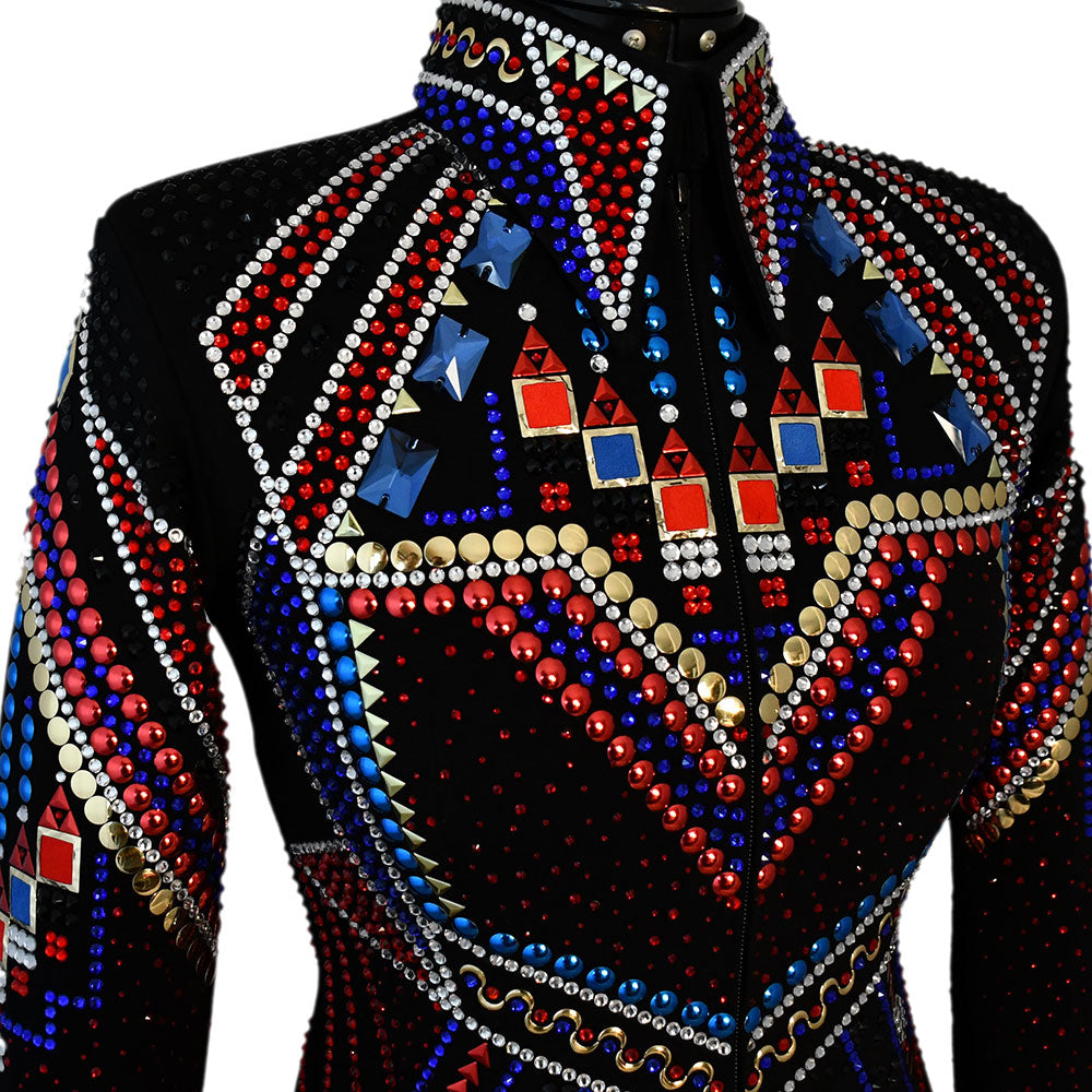 Show Clothes - Red, Gold and Blue Showmanship Jacket (XS) - Lisa Nelle