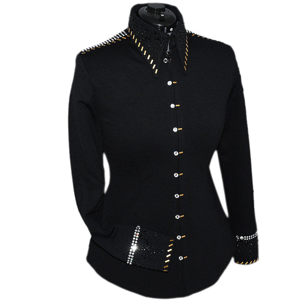 Show Clothes - Black and Gold Show Shirt (M) - Lisa Nelle