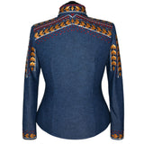 Show Clothes - Denim, Gold, Red and Black Show Shirt (L) - Lisa Nelle