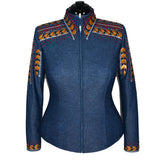 Show Clothes - Denim, Gold, Red and Black Show Shirt (L) - Lisa Nelle