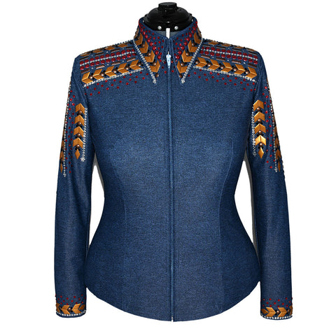 Denim, Gold, Red and Black Show Shirt (L)