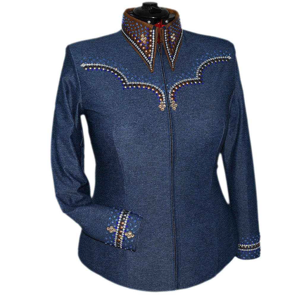 Show Clothes - Denim and Leather Show Shirt (2X) - Lisa Nelle