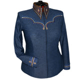 Show Clothes - Denim and Leather Show Shirt (2X) - Lisa Nelle